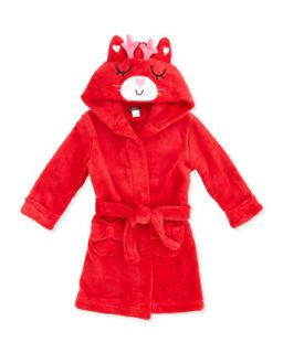 Reindeer Cat Plush Hooded Robe, Red, 2T 4T