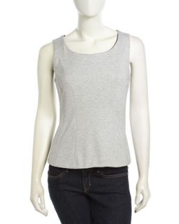 Sleeveless Flared High Low Top, Silver Heather