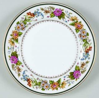 Spode Tapestry Salad Plate, Fine China Dinnerware   Bone, Floral Border Green Ba