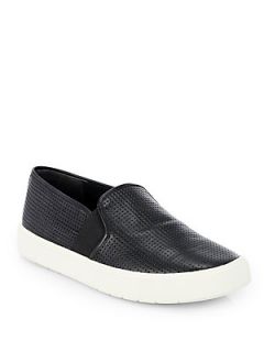 Vince Blair Perforated Leather Laceless Sneakers   Black