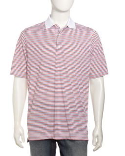 Striped Performance Golf Shirt, White