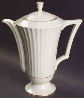 Lenox China Colonnade Gold Coffee Pot & Lid, Fine China Dinnerware   Fluted Rim,