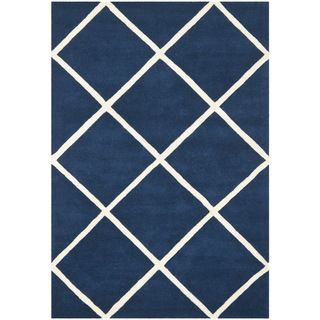 Safavieh Handmade Moroccan Chatham Dark Blue/ Ivory Wool Rug (5 X 8)