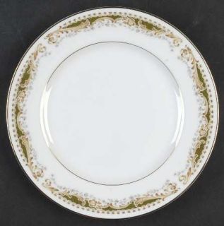 Signature Queen Anne Salad Plate, Fine China Dinnerware   Tan Scrolls, Gray Leav