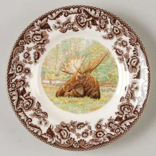 Spode Woodland Bread & Butter Plate, Fine China Dinnerware   Brown Floral Border