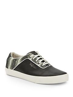 Abstract Print Leather Sneakers   Midnight