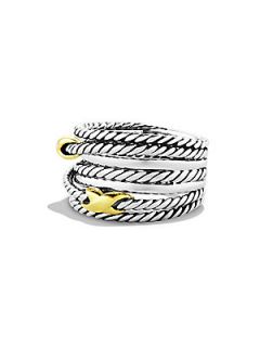 David Yurman Sterling Silver & 18K Yellow Gold Double X Crossover Ring   No Colo