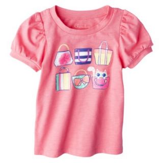 Cherokee Infant Toddler Girls Puff Sleeve Beach Bag Tee   Fruit Punch Pink 4T