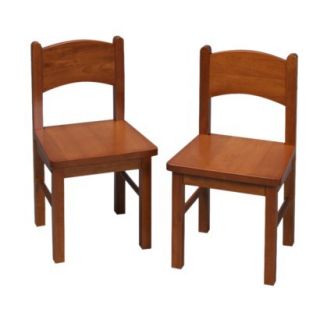 Kids Chair Set: Pair Rectangular Chairs Honey