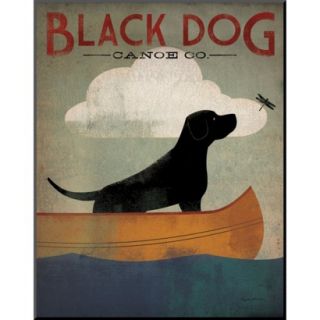 Art   Black Dog Canoe Mounted Print
