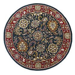 Handmade Elite Wool Rug (8 Round) (BluePattern FloralMeasures 0.625 inch thickTip We recommend the use of a non skid pad to keep the rug in place on smooth surfaces.All rug sizes are approximate. Due to the difference of monitor colors, some rug colors 