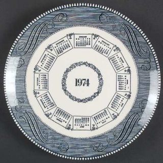 Royal (USA) Currier & Ives Blue 1974 Calendar Plate, Fine China Dinnerware   B