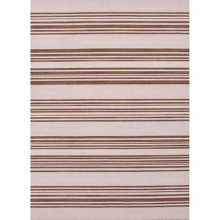 Handmade Flat weave Stripe pattern Brown Area Rug (5 X 8)